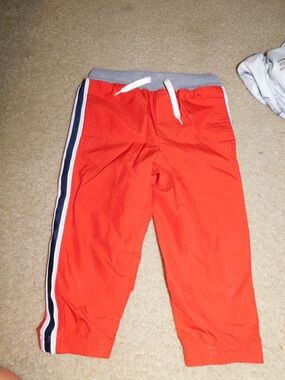 OshKosh B'gosh Bright Red Joggers with Navy & White Side Stripe